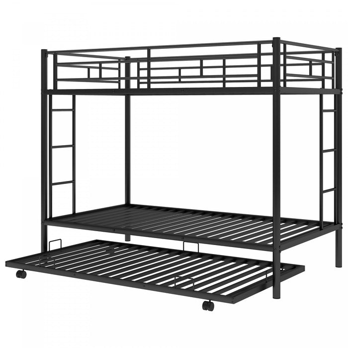Tammy Space-saving Metal Twin Over Bunk Bed With Trundle - Black 