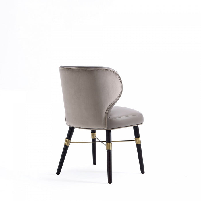Strine Modern Wood Upholstered Dining Chair in Dark Taupe - Set of 2 