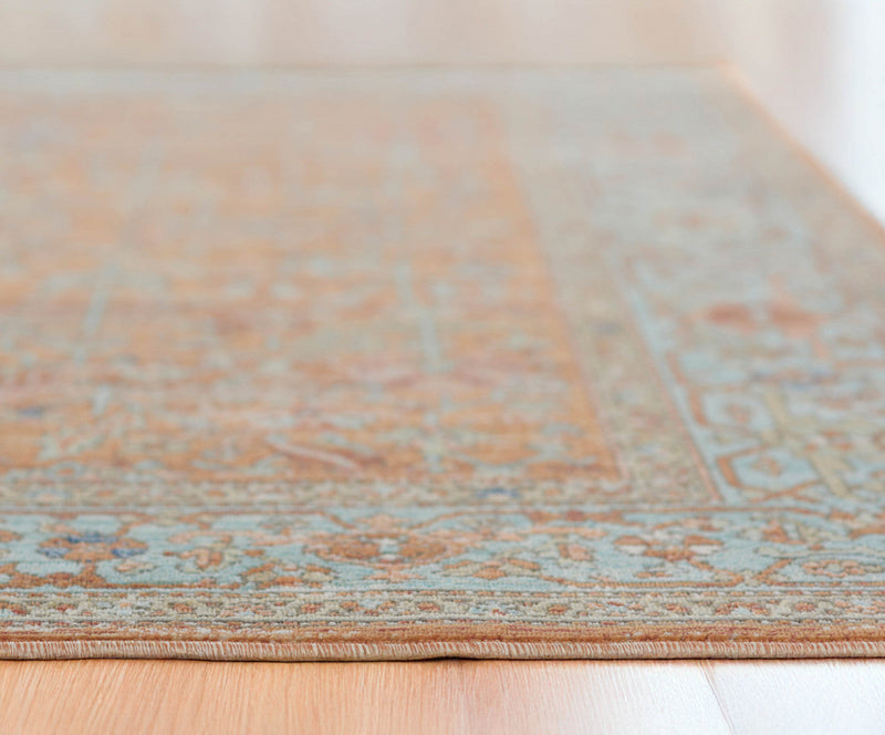 Hailey Traditional 7'10\" x 10'6\" Area Rug in Orange Indoor Area Rug 