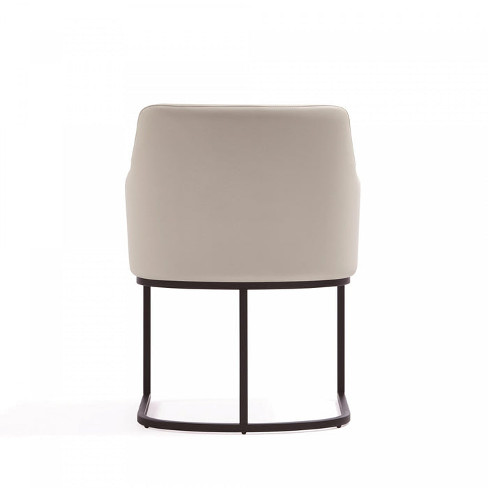 Serena Modern Metal Vegan Leather Armchair in Ivory - Set of 2 Dining Chair 
