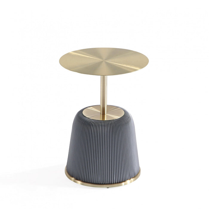 Anderson Modern Metal Top Upholstered End Table in Gray - Set of 2 
