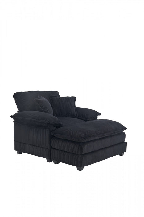 Liam 46.9\" Modern indoor corduroy sofa with 2 soft cushions ,Black Sofa  
