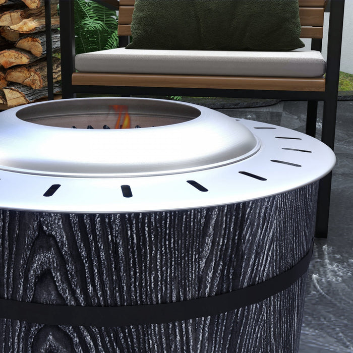 Outsunny Smokeless Fire Pit With Mat, 20\" Firepit, Magnesium Oxide, Black