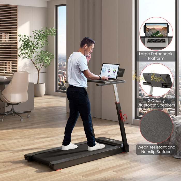 Superfit 3hp Running Machine Folding Treadmill Adjustable Height App Control Table Board