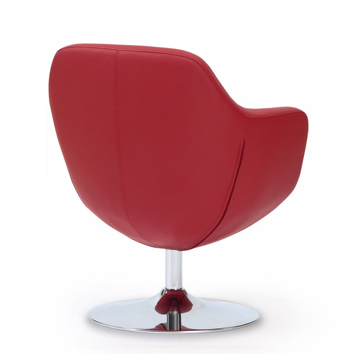 Caisson Modern Upholstered Swivel Lounge Chair in Red - Set of 2 