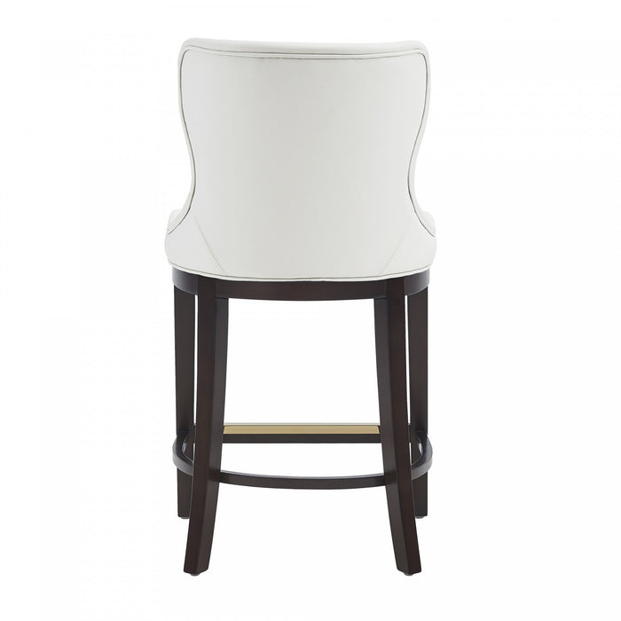 Blair Modern Wood Upholstered Counter Stool in White - Set of 2 Bar Stool 