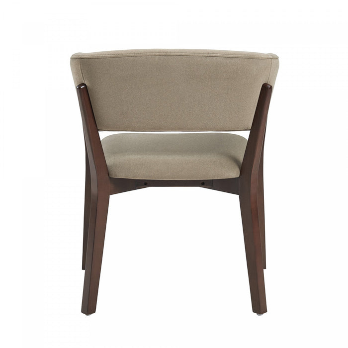 Blake Modern Faux Mohair Wood Armchair in Linen - Set of 4 Dining Chair 