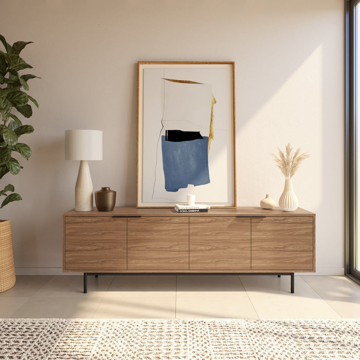 Nordika Hamilton 70\" TV Stand with 4 Storage Cabinets - Light Walnut 