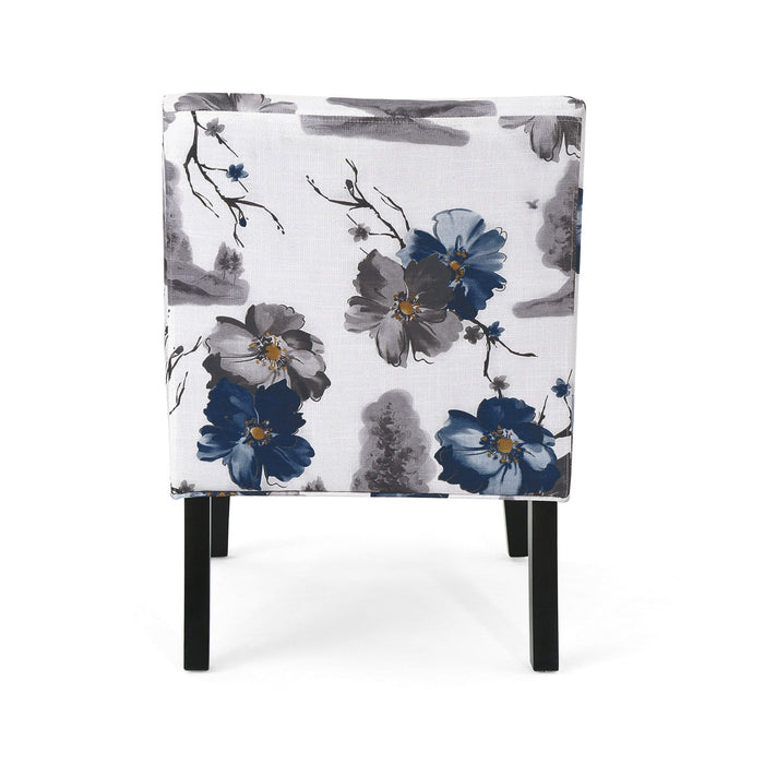 Oliver Linen-look Fabric Accent Chair Set Of 2 With Rubberwood Legs - Blue, Multicolour 