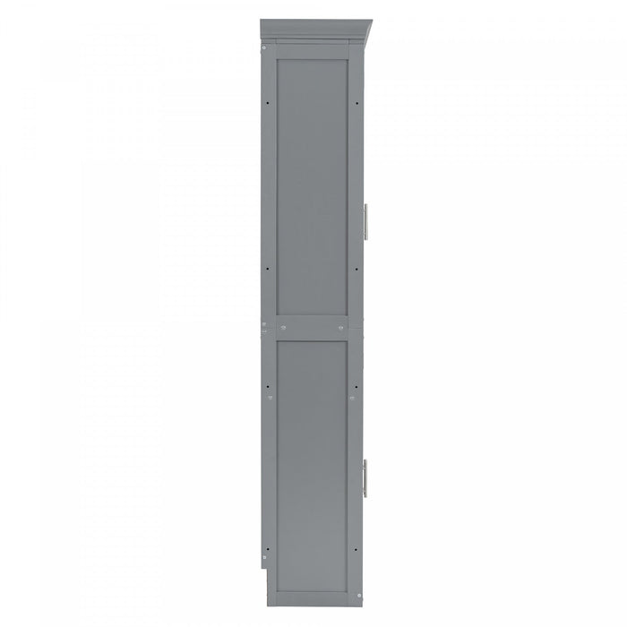 Eileen Space-saving Murphy Wall Bed With Cabinets, Queen Size - Grey 