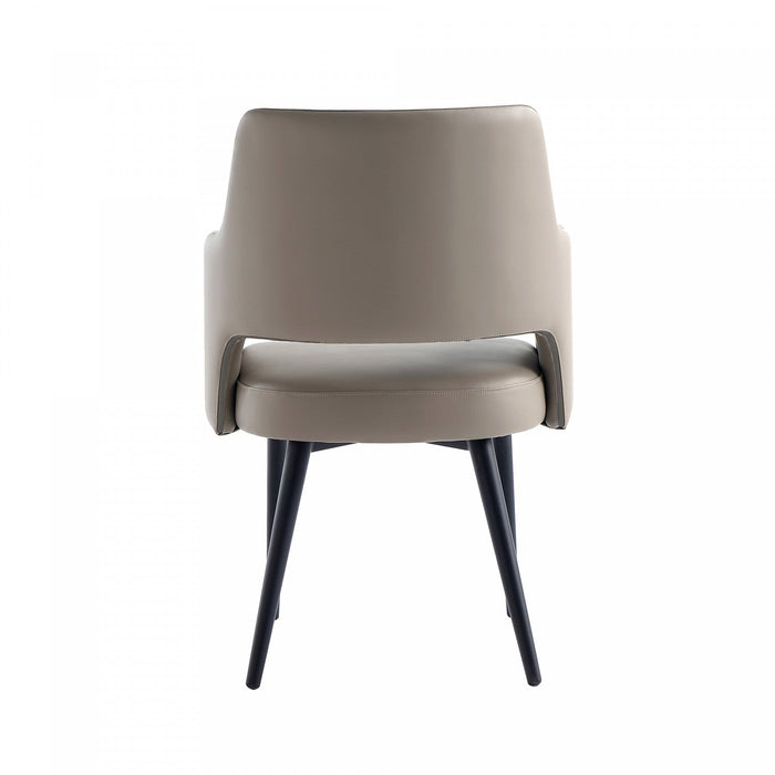 Tremont Modern Metal Vegan Leather Armchair in Taupe 