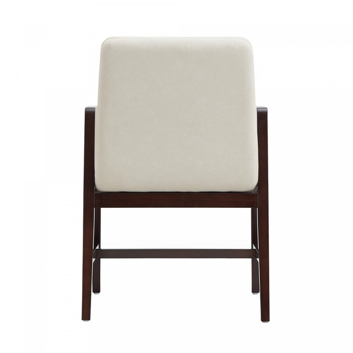 Stella Modern Wood Velvet Armchair in Cream 