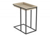C-Shaped End Table With Sunkey Track - Brown Breech Wood With Black Metal 