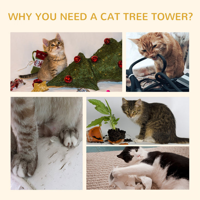 Pawhut 8.5ft Cat Climbing Tree 5-tier Kitty Activity Center Floor-to-ceiling Cat Climber Toy With Sc