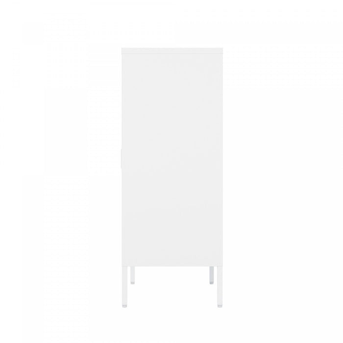 Naomi Modern 32\" Metal Accent Cabinet in White Armoire 