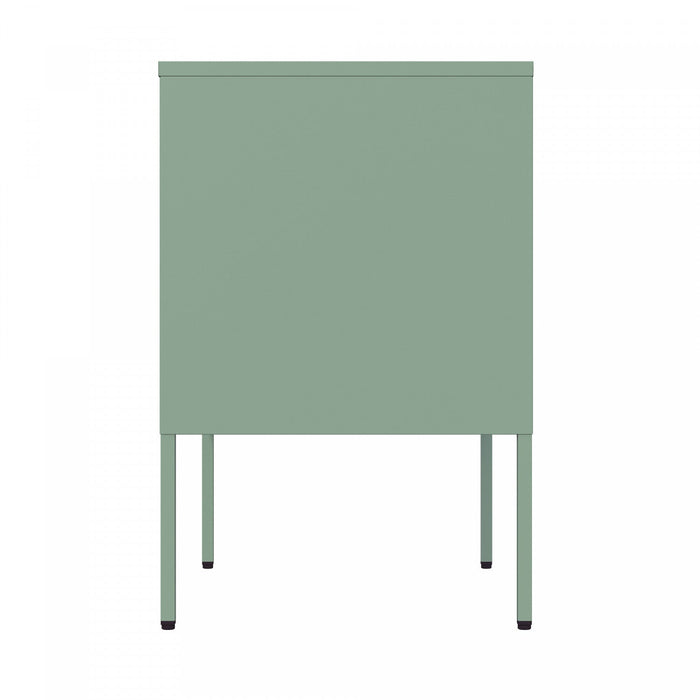 Ava Modern 24\" Metal Accent Cabinet in Sage Green 
