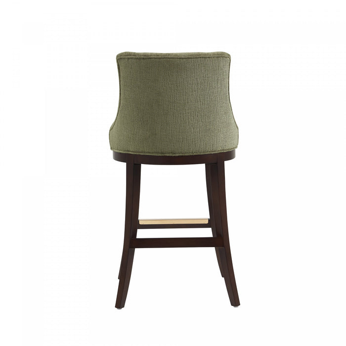 Lucia Modern Wood Upholstered Chenille Barstool in Leaf Green Bar Stool 