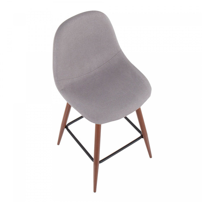 LumiSource Pebble Light Grey Fabric Mid-Century Modern Counter-Height Stool - Set of 2