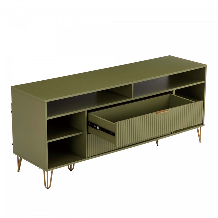 Dumbo Modern 63\" Fluted TV Stand in Olive Green 