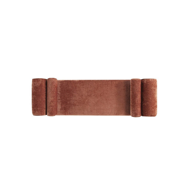 Concord Modern Glam Chenille Accent Bench in Terracotta 