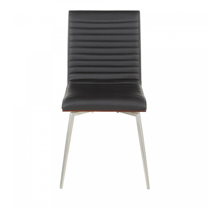 LumiSource Mason Black Faux Leather Contemporary Dining Accent Chair with Swivel - Set of 2