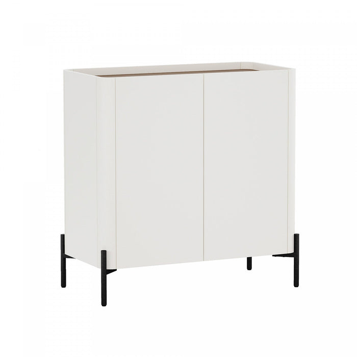 Abbey Modern 2-Piece Buffet and Accent Cabinet in Maple and Off White 