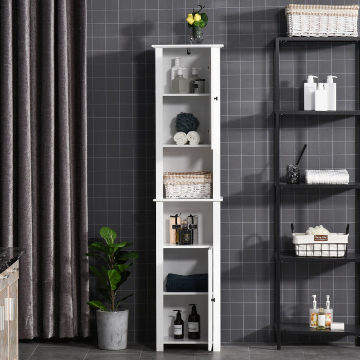 Homcom Tall Bathroom Cabinet With Adjustable Shelf