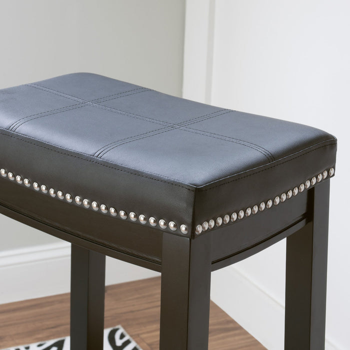Claridge Faux Leather Backless Barstool - Black