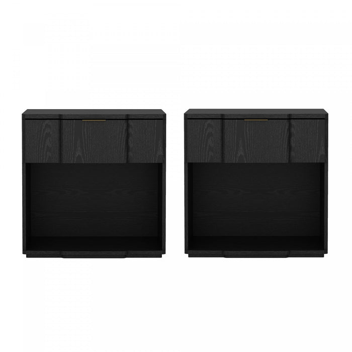 Clive Mid-Century Modern 22\" Nightstand in Black (1-Drawer) 