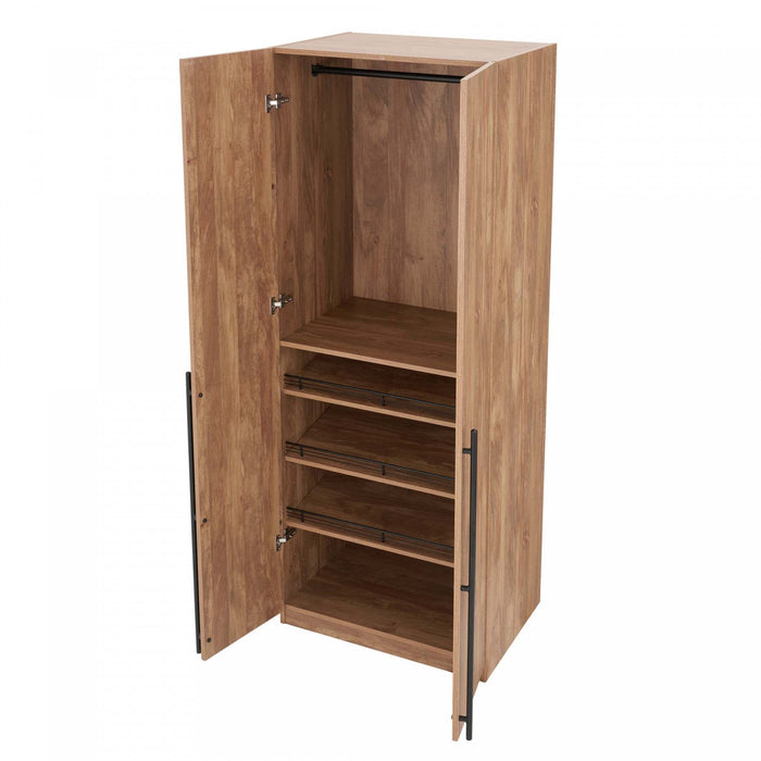 Lee Modern 32\" Wardrobe Closet in Golden Brown Armoire 
