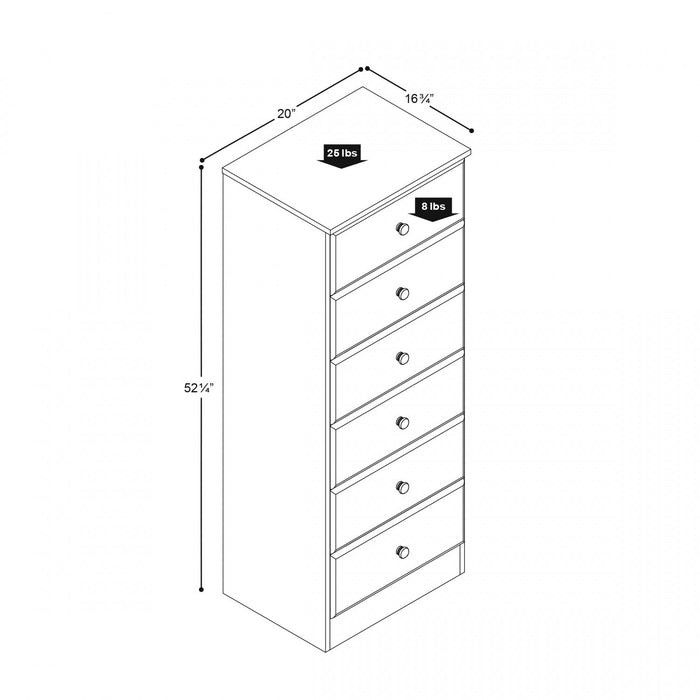 Astrid 6-Drawer Tall Chest - Black
