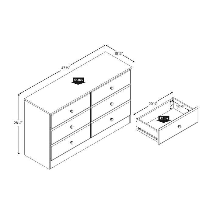 Astrid 6-Drawer Dresser - Black
