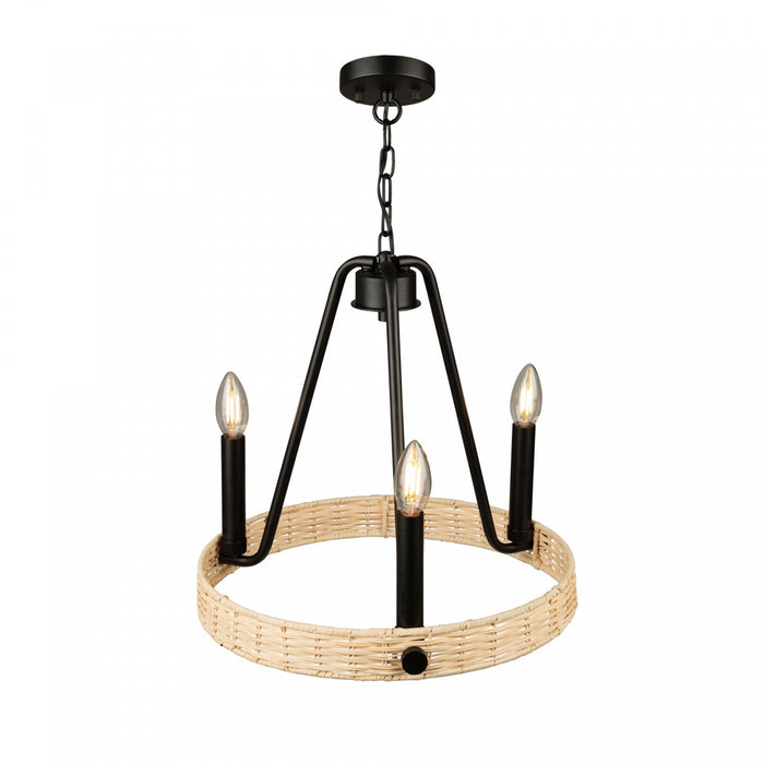 Perris 3-Light Black Chandelier 