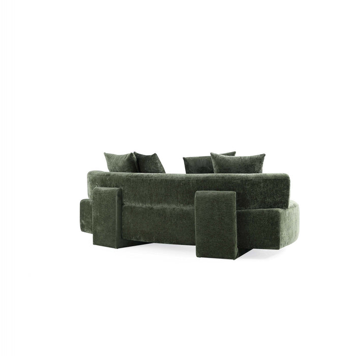 Verandah Mid-Century Modern 91\" Chenille Sofa in Olive Green 