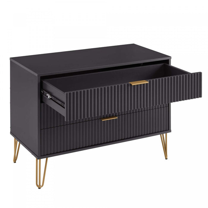 Dumbo Modern 35\" Fluted Dresser in Black (3-Drawer) 