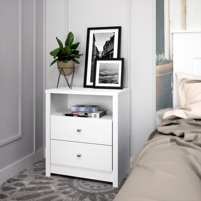 Calla Tall 2-Drawer Nightstand - White