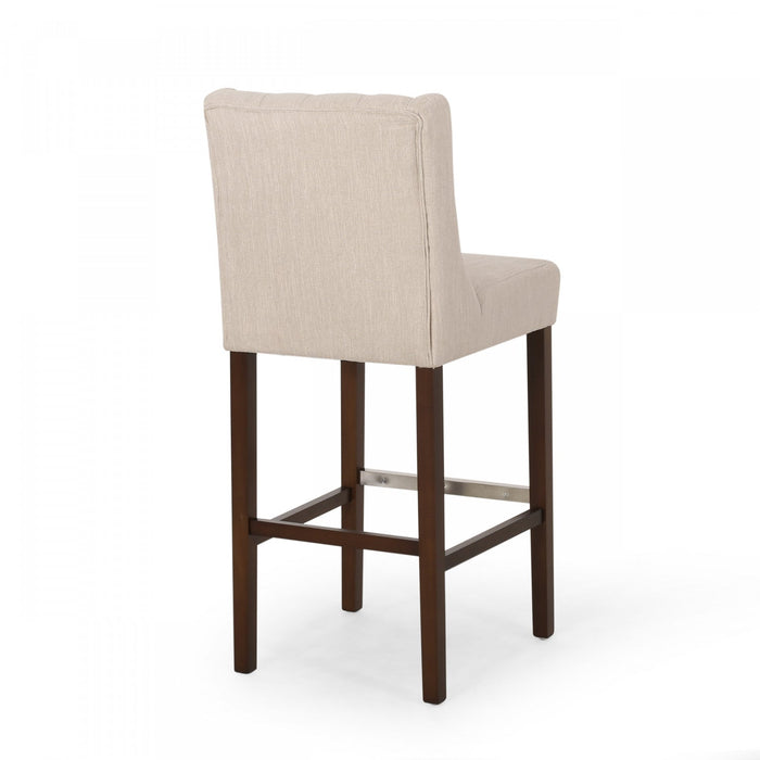 Bruce 30.5\" Counter Height Bar Stools Set Of 2 With Metal Legs And Fabric Upholstery - Beige 