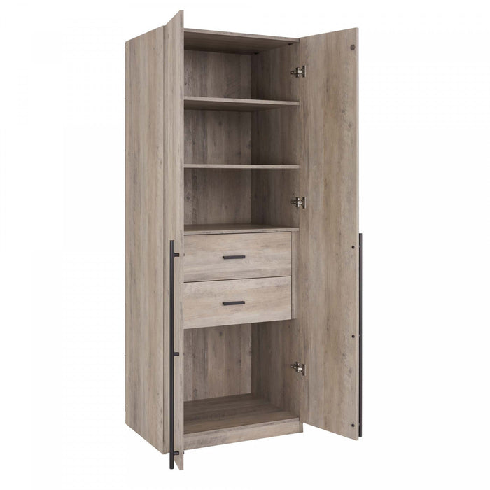 Lee Modern 2-Piece Wardrobe Closet in Rustic Gray Armoire 