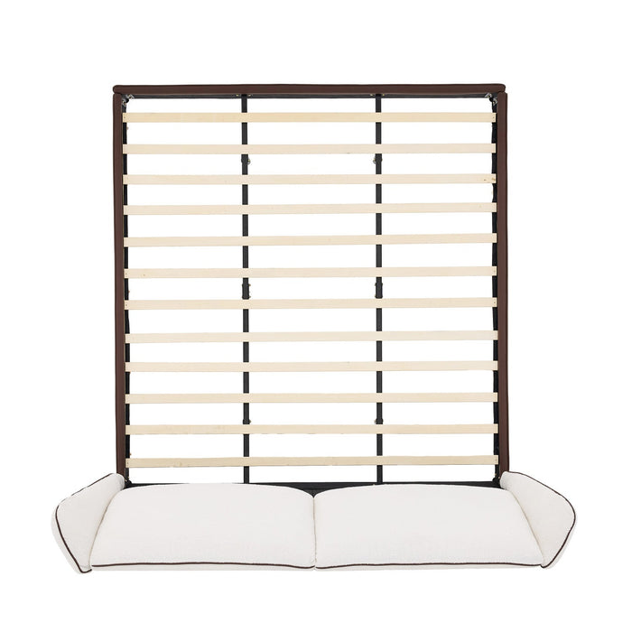 Ava Teddy Fleece Platform Bed with Wingback Headboard and Faux Upholstered, King Size, White King Bed  