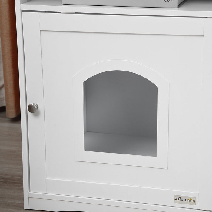 Pawhut Cat Litter Box Enclosure Hidden Cabinet Cat Furniture Indoor Cat Washroom Nightstand End Tabl