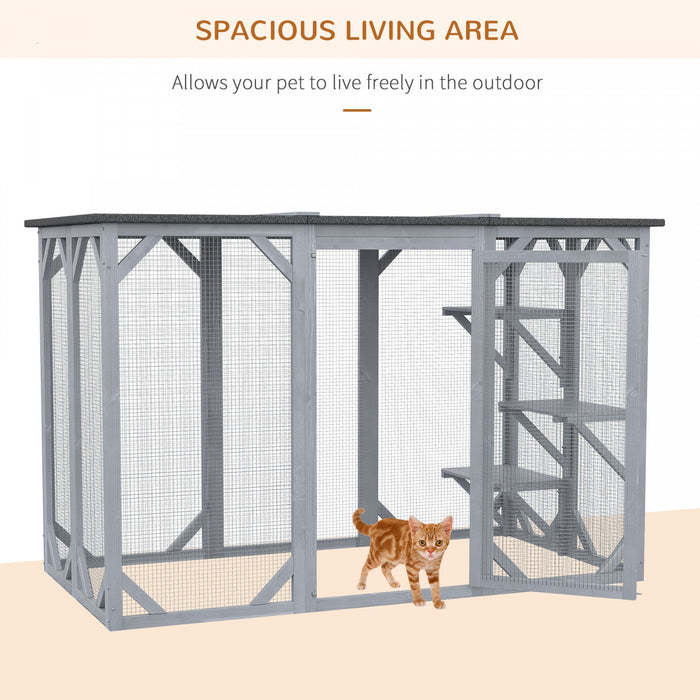 Pawhut Cat Cage Indoor Catio Outdoor Cat Enclosure Pet House Small Animal Hutch For Rabbit, Kitten, 