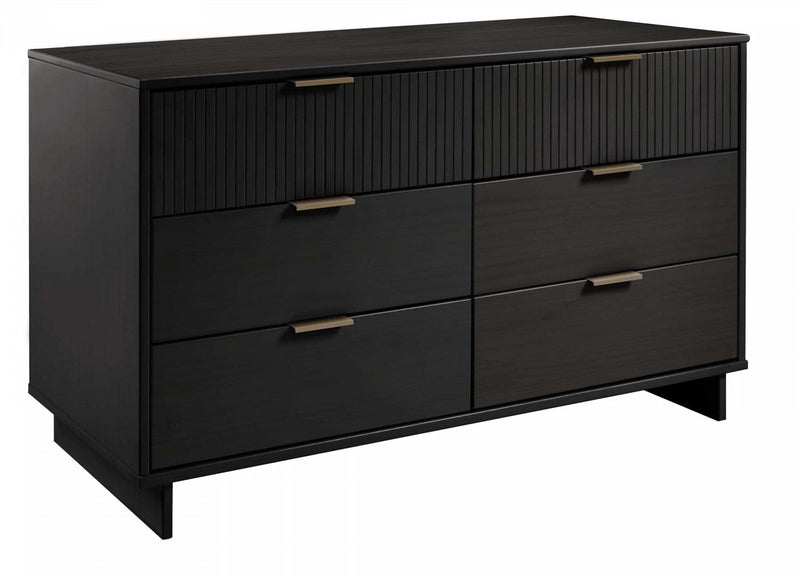 Granville Modern 55\" Dresser in Black (6-Drawer) 