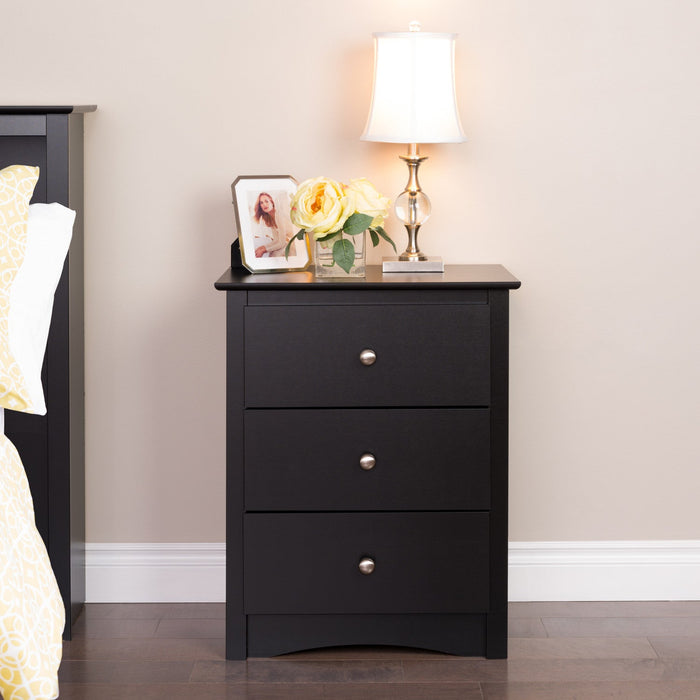Sonoma 3-Drawer Tall Nightstand - Black