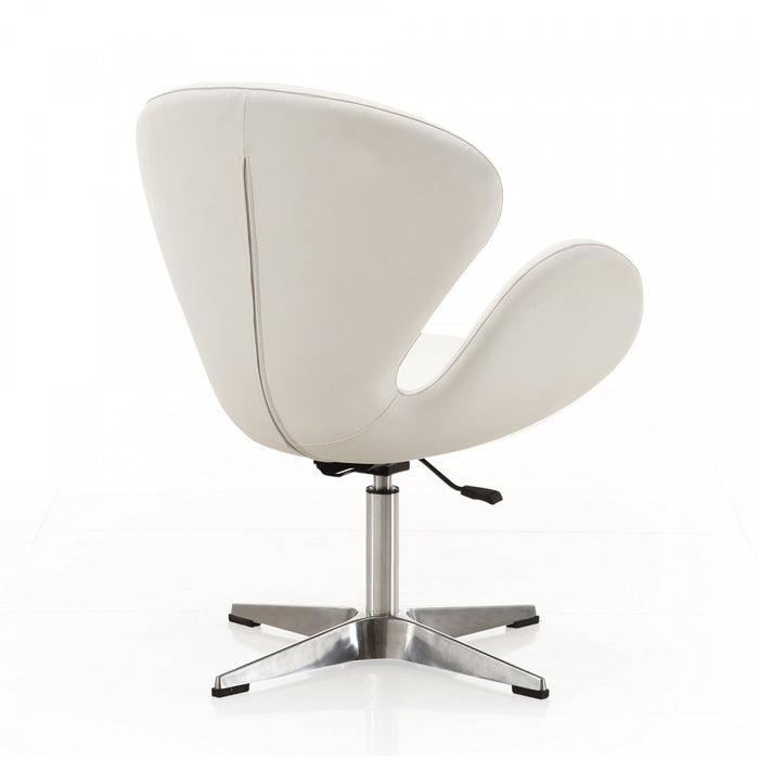 Raspberry Modern Upholstered Swivel Lounge Chair in White - Set of 2 Accent Chair 