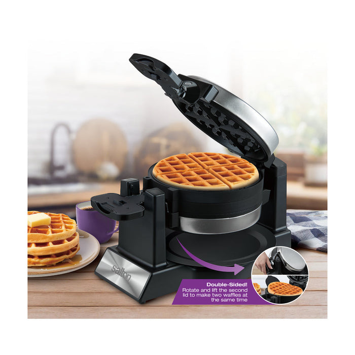 Salton Rotating Double Belgian Waffle Maker Cookware 
