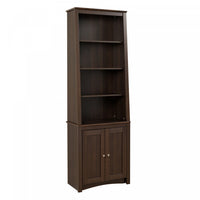 Tall Slant-Back Bookcase with Two Shaker Doors - Espresso