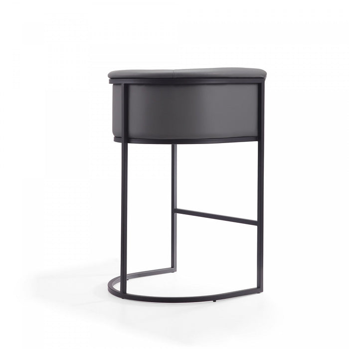 Cosmopolitan Mid-Century Modern Metal Upholstered Barstool in Gray - Set of 2 Bar Stool 