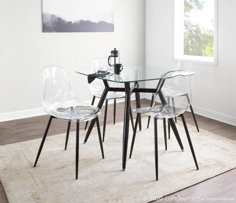 LumiSource Clara Black Clear Mid-Century Modern Dining Accent Chair - Set of 2