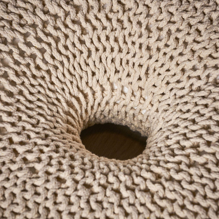 Murphy Upholstered Pouf,100% Cotton - Beige 