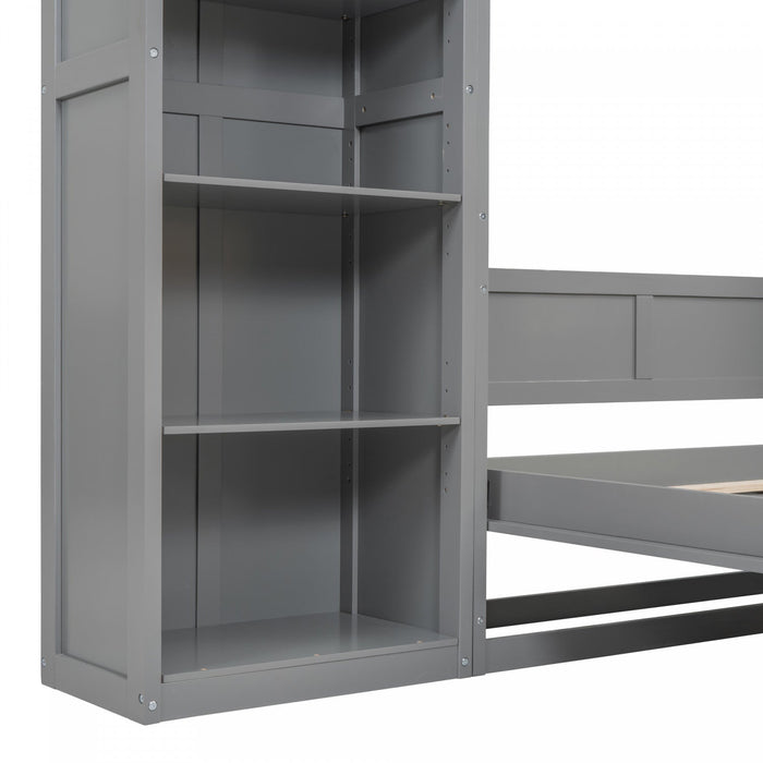 Jocelyn Space-saving Full Murphy Bed With Shelves - Grey 
